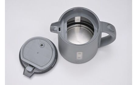 転倒湯漏れ機能付き　電気ケトル1.0L　グレー　電化製品 キッチン用品  電気ケトル 空だき防止機能 こぼれにくい 卓上新潟県田上町