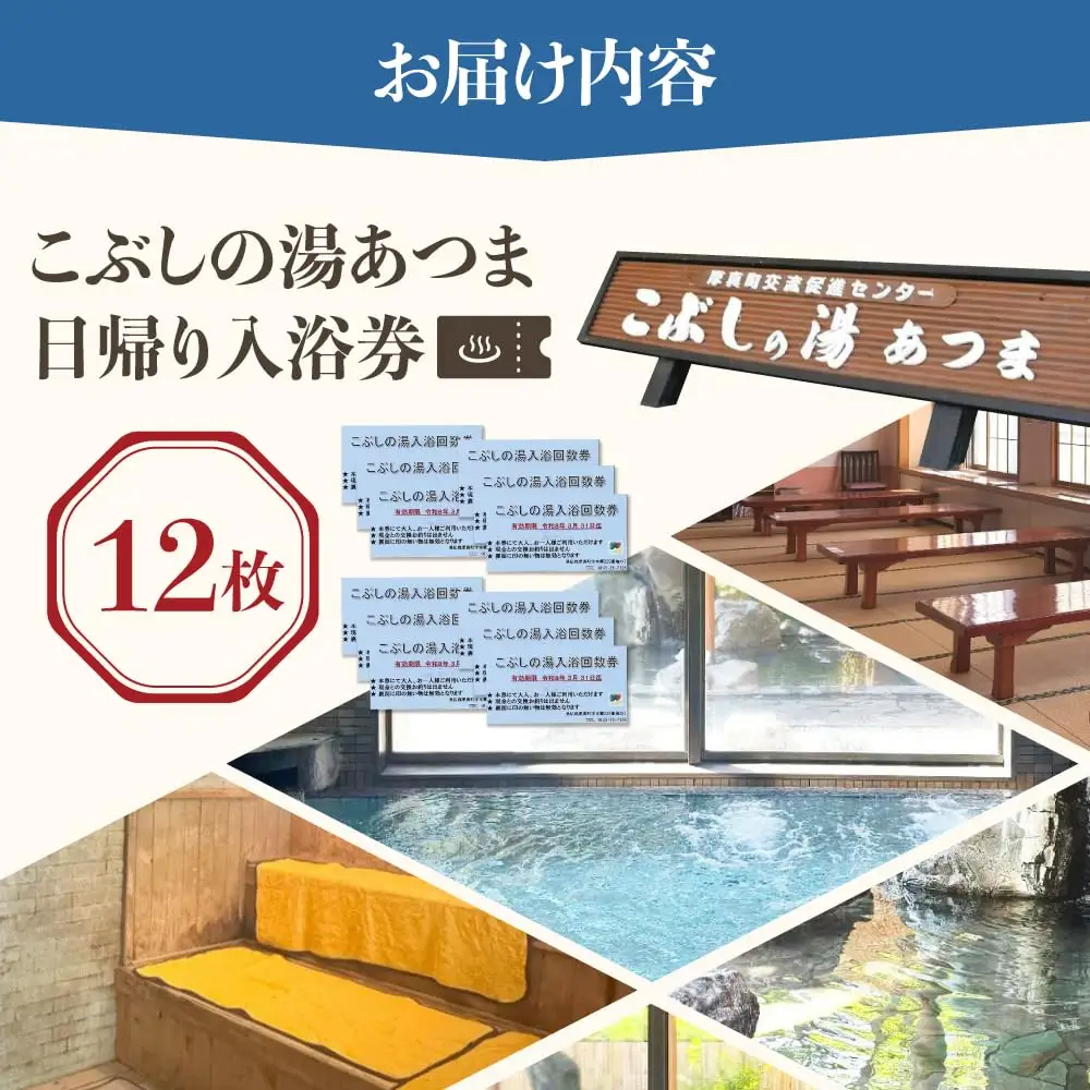 こぶしの湯あつま 日帰り入浴券 12枚セット 【(株)あつまスタンプ会】サウナ 日帰り  [AXAX002]