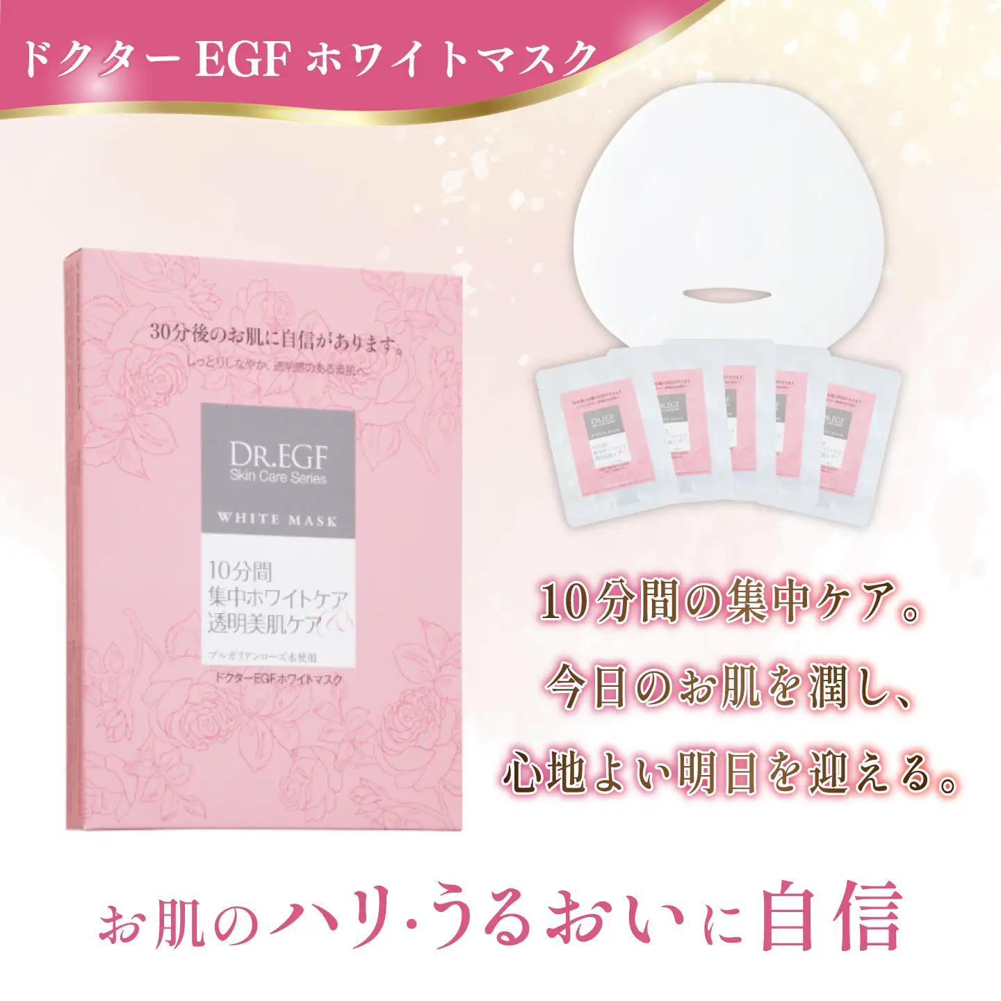 【6回定期便】EGF ホワイトマスク 10枚 [AMBS036] 美容 パック 顔パック