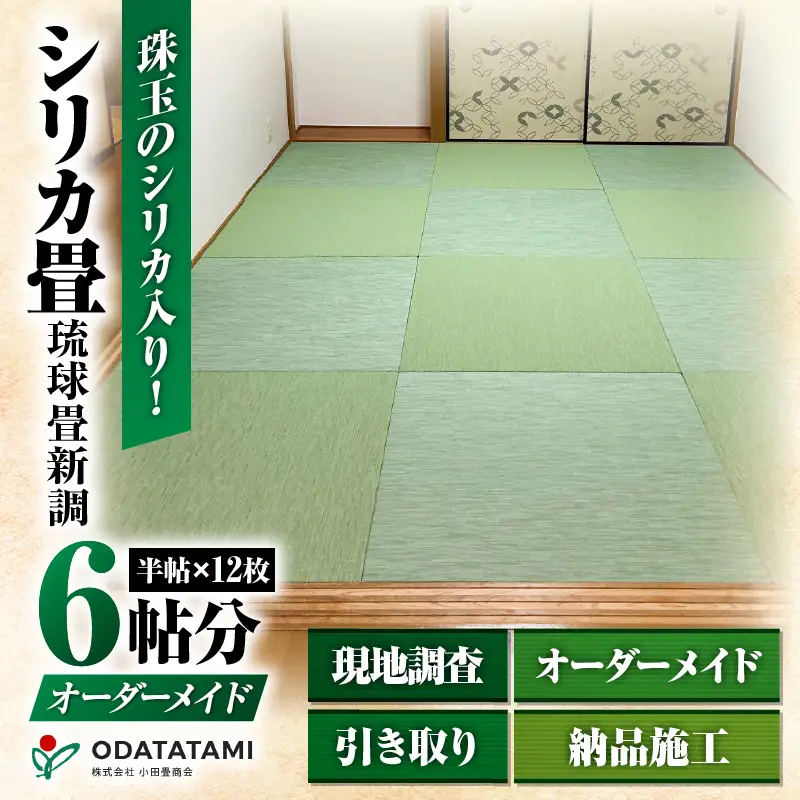 現代の名工カンパニー特製！ シリカ畳 琉球畳 新調 （ 畳 半帖 サイズ 12枚） K348-002