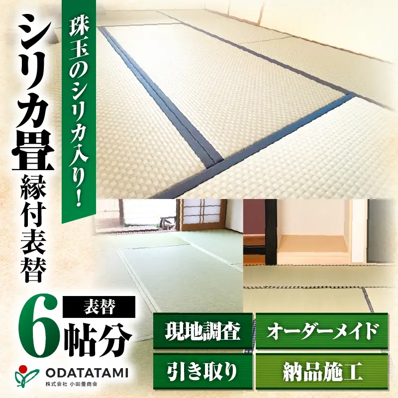 現代の名工カンパニー特製！ シリカ畳 縁付 表替 （ 畳 1帖 サイズ 6枚 ） K348-003