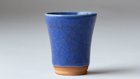 【 氷裂貫入瑠璃青瓷 】湯飲み （ 小野寺裕司 作 ）