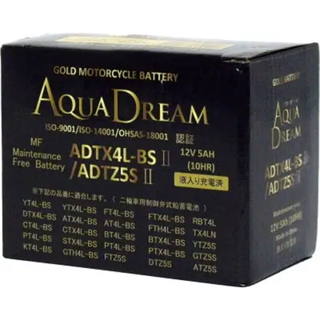 AQUADREAM GOLD バイク用バッテリー 液入充電済 ADTX4L-BSII/5SII 1個【配送不可地域：沖縄県】【1641478】