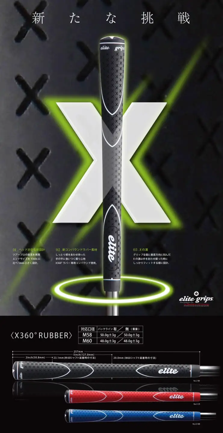 X360RUBBER M60 バックライン無ブルー5本セット 〈ヘッドが走る新設計モデル〉