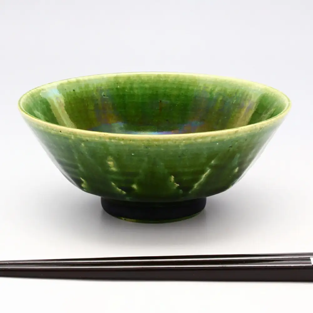 【瀬戸焼】織部面取飯碗 【山長陶苑】 / 碗 茶碗 ご飯茶碗 食器 和食器 / 瀬戸市[BBBH043]