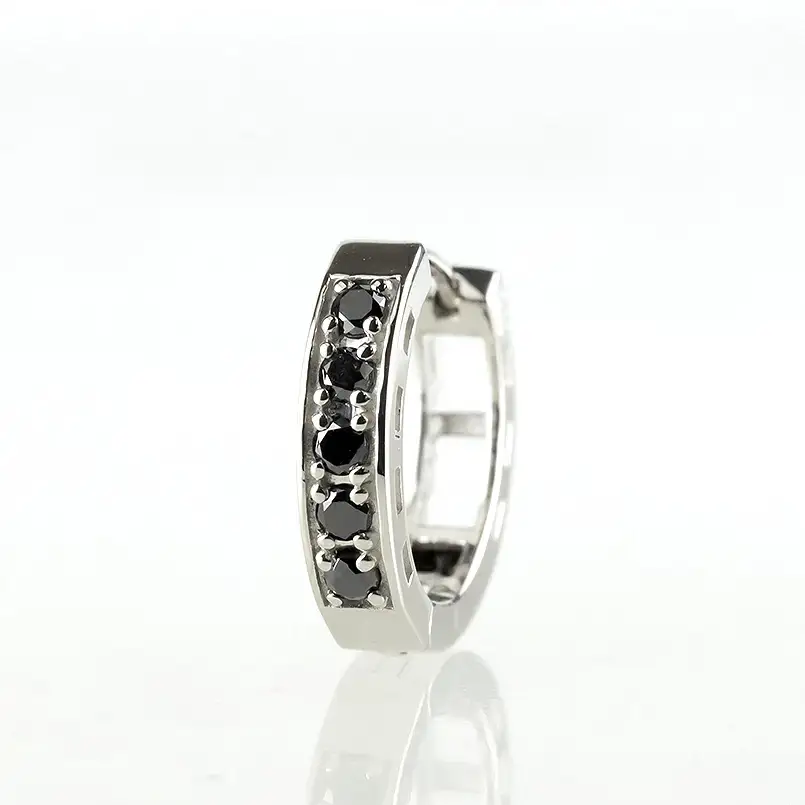 プラチナ フープ ピアス 片耳 ブラックダイヤモンド フープピアス ダイヤ 0.10ct 中折れ式 金属アレルギー 対応 pt900 リングピアス ジュエリー シンプル 人気 普段 使い250401bd200pu SWAA281-bdp