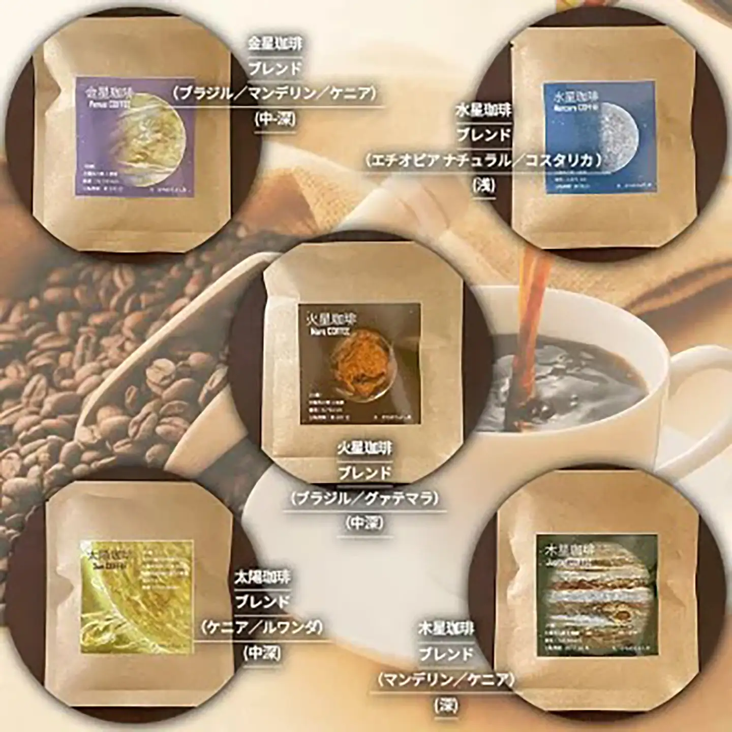 ドリップコーヒー 太陽系珈琲 5種×4 計20個 コーヒー
