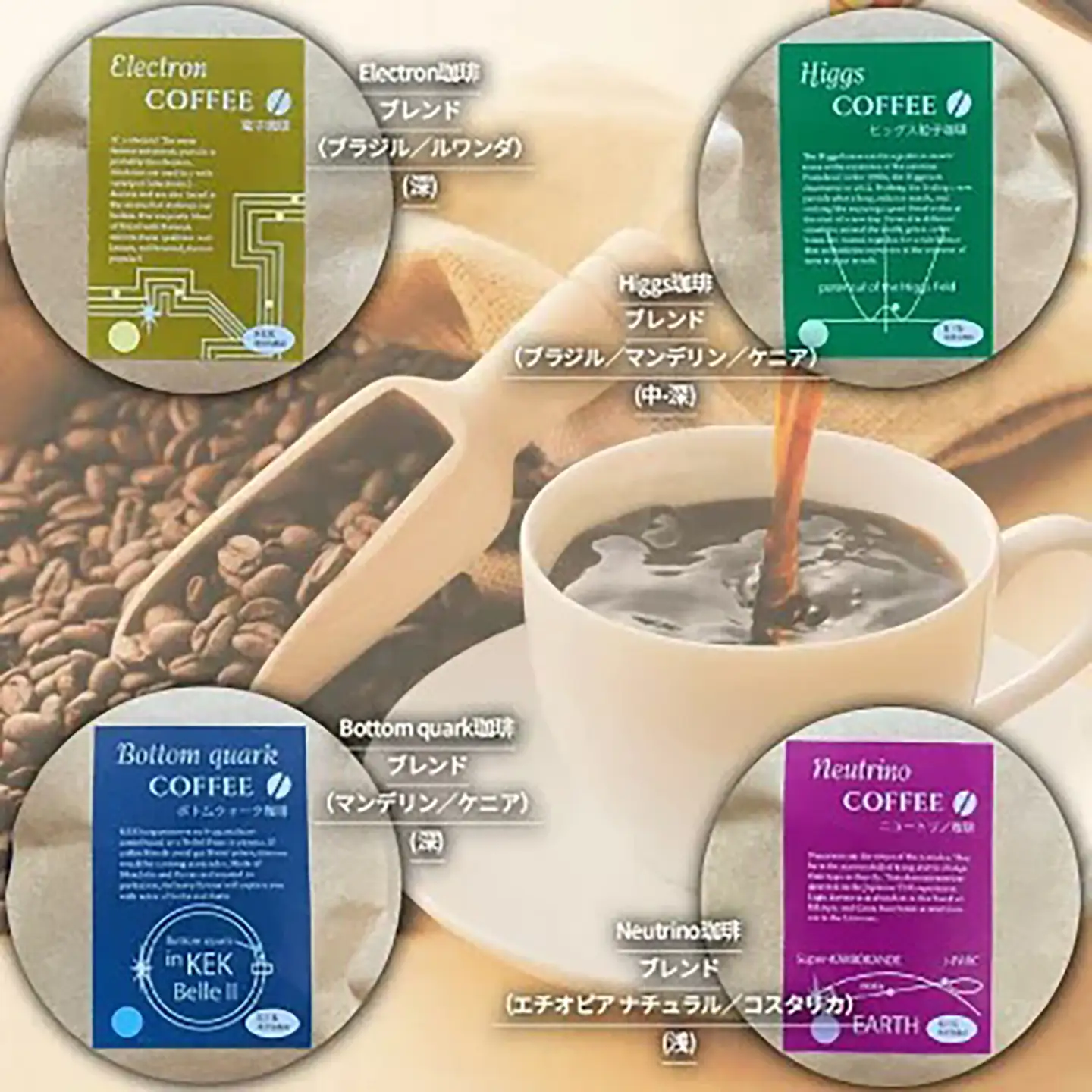 コーヒー豆 KEK素粒子珈琲 豆のまま 100g×4種 計400g コーヒー