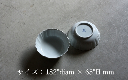 【 KATA KUTANI 】 稜花鉢 180mm / 貫入白磁（5枚セット）九谷焼 14-03