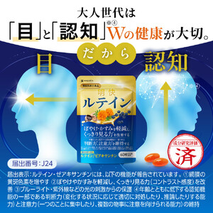 明快 ルテイン サプリメント 見ると認知をケアする機能性表示食品 ブルーベリー DHA 60粒入 3袋（3ヶ月分）
