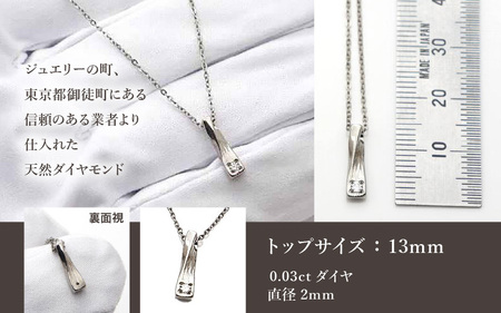 天然 ダイヤ 0.03ct チタンネックレス/BRD132/女性向/直径Φ2mmダイヤ石留 【チェーンの長さ：45cm】 幅1.15mmあずき小判チタンチェーン チタン製 日本製 【ネックレス チタンチェーン ダイヤモンド オールチタン 純チタン アクセサリー おしゃれ 軽量】 [K-20309_02]