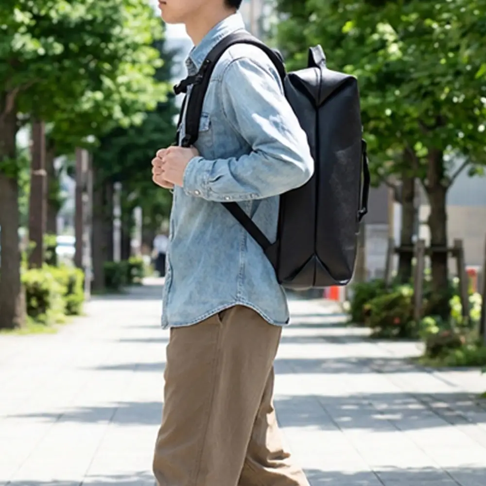 FUKUNARY バックパック 軽量 帝人 コードレ リュック 22L ブラック デイパック 1泊2日 旅行 出張 ビジネス 通勤 通学 メンズ レディース 日本製 広島市 フクナリー E015