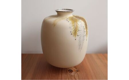 花瓶 七宝焼 羊葉文様 田村丈雅作 一点もの 花瓶【送料無料】