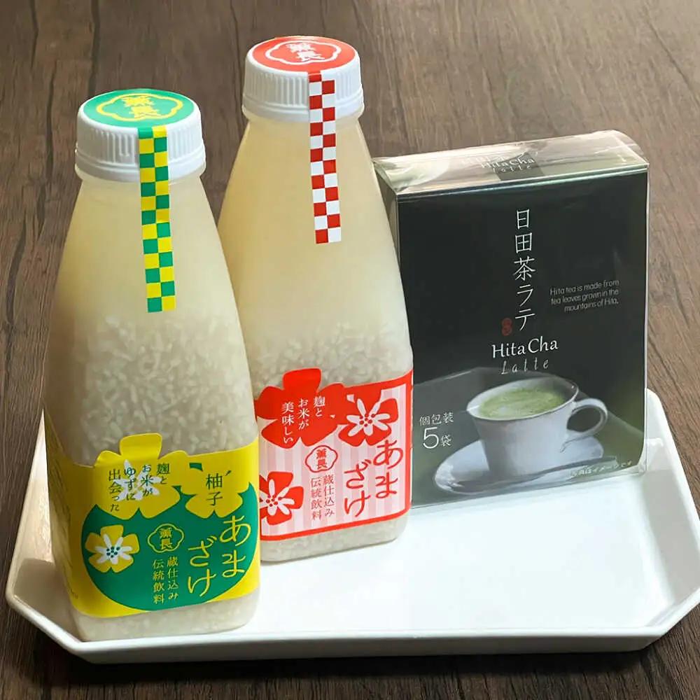 日田味巡り散歩セット(焼き菓子2種、甘酒2種、日田茶ラテ詰め合わせ5袋)　日田市 / 西洋菓子処MoMo　焼き菓子 スイーツ あまざけ[ARBP002]
