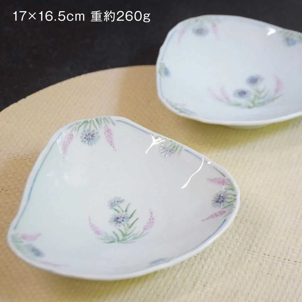 【波佐見焼】野鶏頭三角皿 2枚セット【藍水】[GB61]
