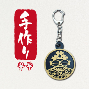遮光器土偶 (しゃこちゃん) 円形キーホルダー (白系) [0876]