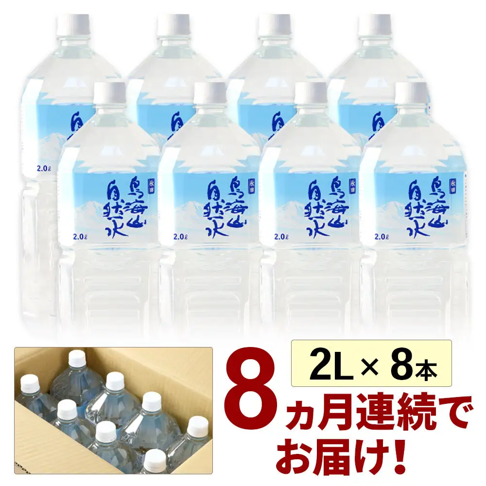 《定期便8ヶ月》鳥海山自然水(2L)8本×8か月連続 計64本