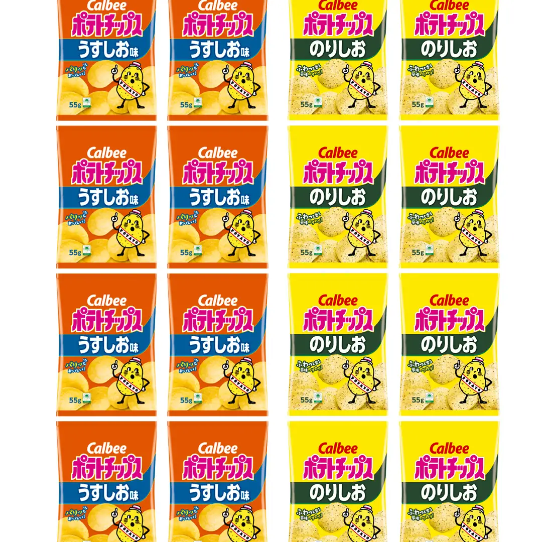 【最短3営業日！スピード発送】 カルビー ポテトチップス レギュラー サイズ　 2種類 詰め合わせ 16袋（ うすしお ／ のりしお ） ポテチ お菓子 おかし 大量 スナック おつまみ ジャガイモ じゃがいも まとめ買い