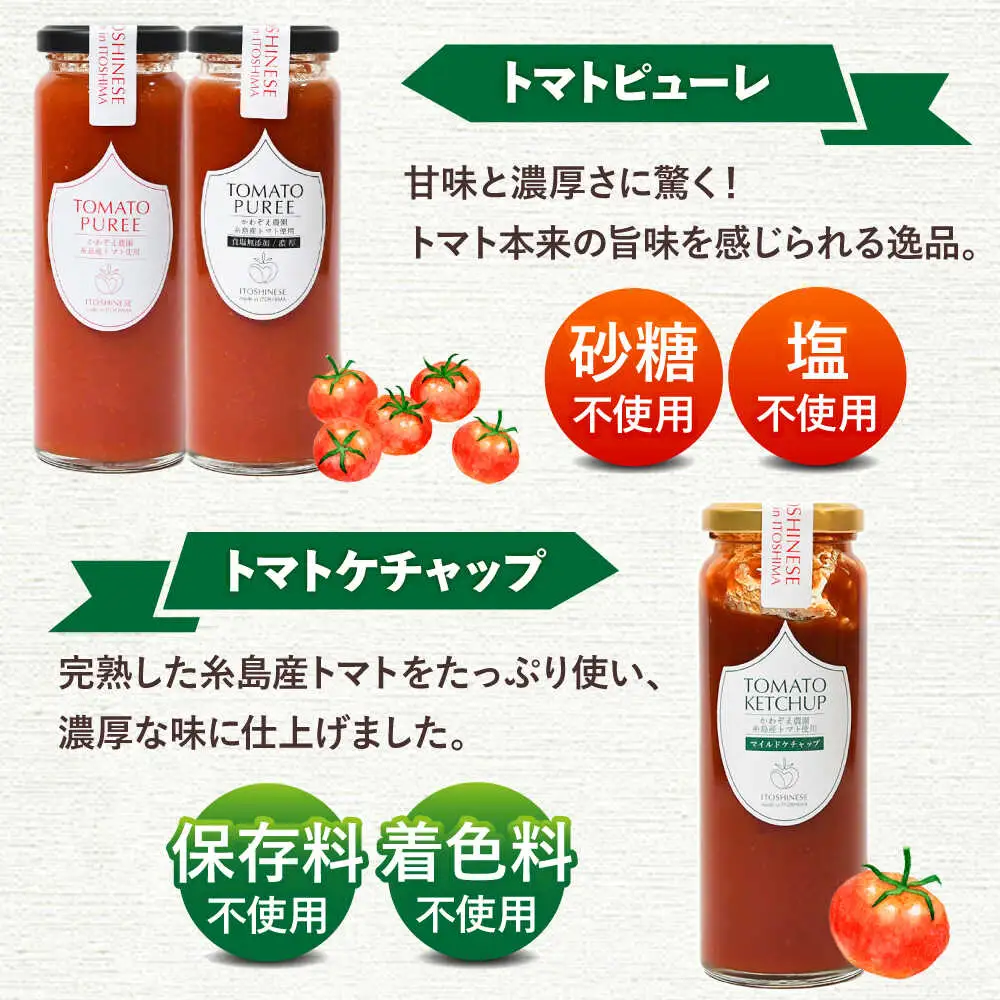 糸島のトマト農家が作る 無添加トマトピューレとケチャップ 3本セット 糸島市 / かわぞえ農園 ケチャップ トマトピューレ [AAM008] 11000 11000円