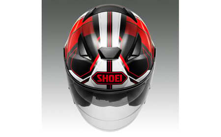 SHOEIヘルメット「J-Cruise 3 WHIZZY (RED／BLACK)」S フィッティングチケット付き｜ジェイクルーズ ジェット バイク ツーリング ショウエイ [1447]