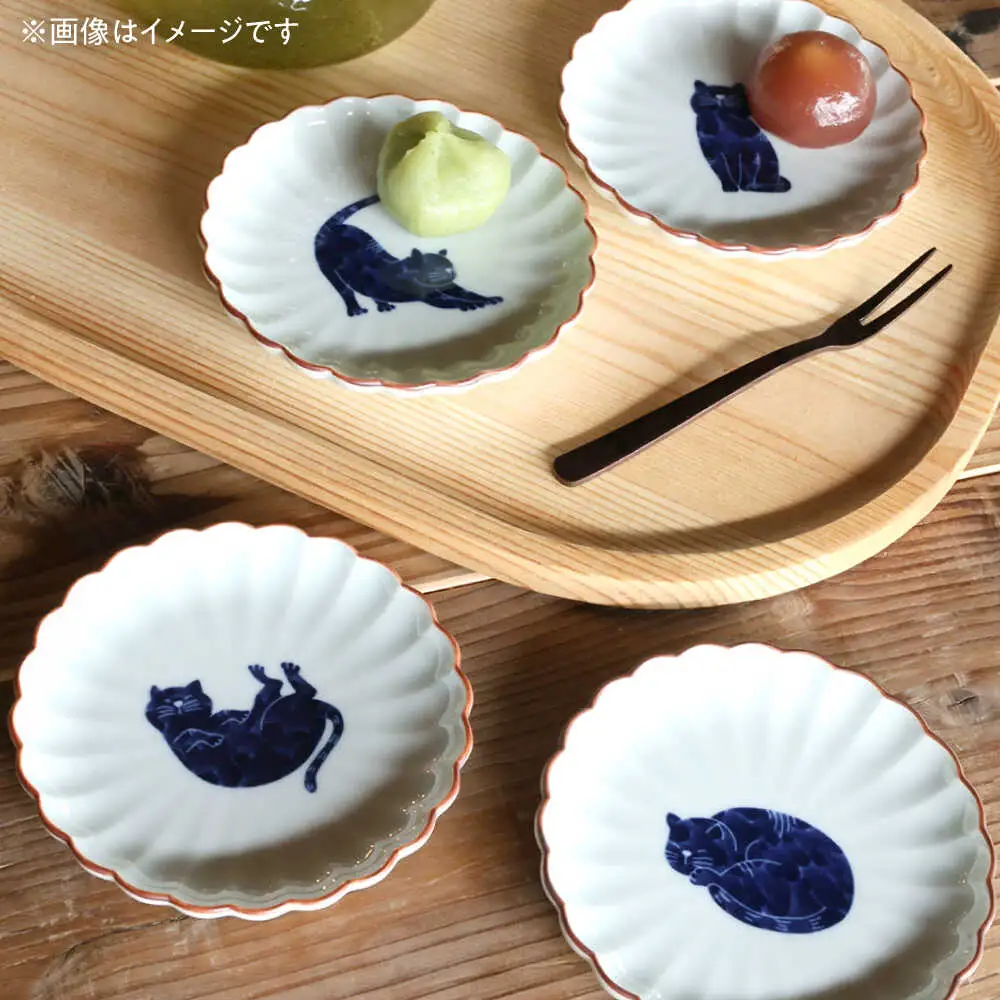 【波佐見焼】呉須猫 小皿 柄違い4点セット 食器【西海陶器】[OA480]