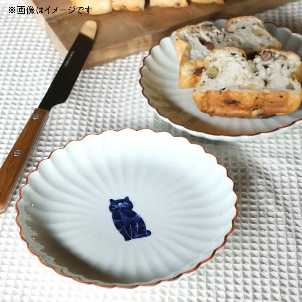 【波佐見焼】呉須猫 取皿 〈へそ天〉 2点セット 食器【西海陶器】[OA482]
