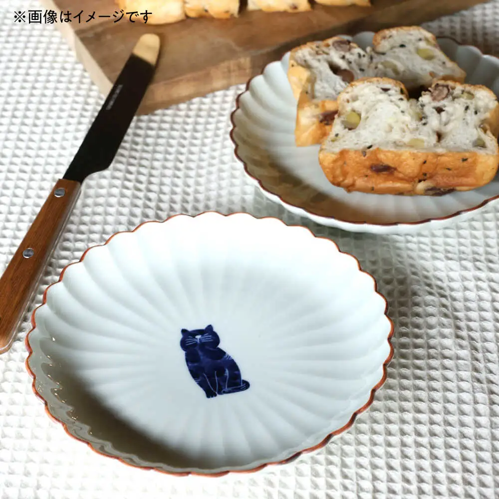 【波佐見焼】呉須猫 取皿 〈我慢〉　2点セット 食器【西海陶器】[OA483]