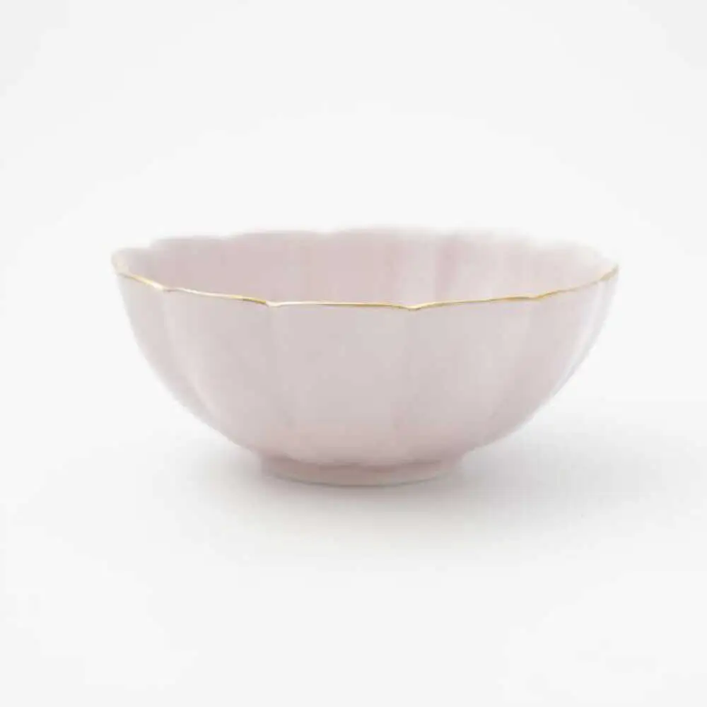 【波佐見焼】蓮型小鉢 ピンク（渕金） 2点セット 鍋取り鉢【FOURGRACE】[UG02]