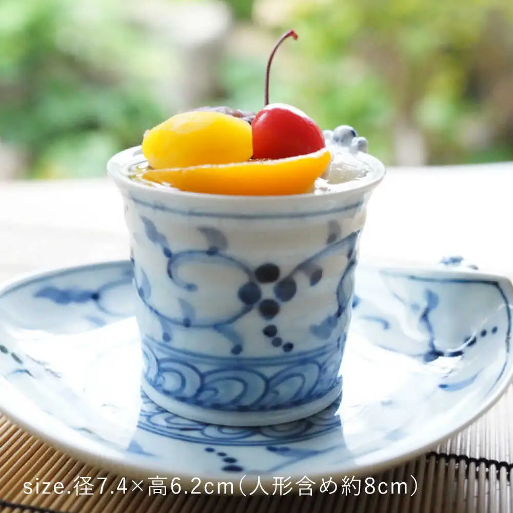 【波佐見焼】一閑人煎茶・そば猪口 藍唐草・木の実唐草 ペアセット【FOURGRACE】[UG15]