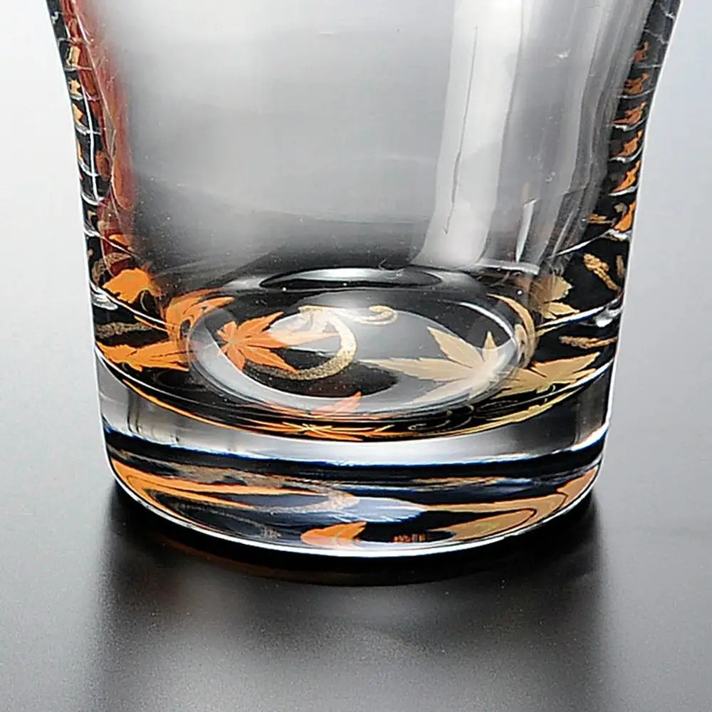 みよし漆器本舗 紀州塗り ぬりもん de Verre フリーグラス 紅葉 黒 210ml