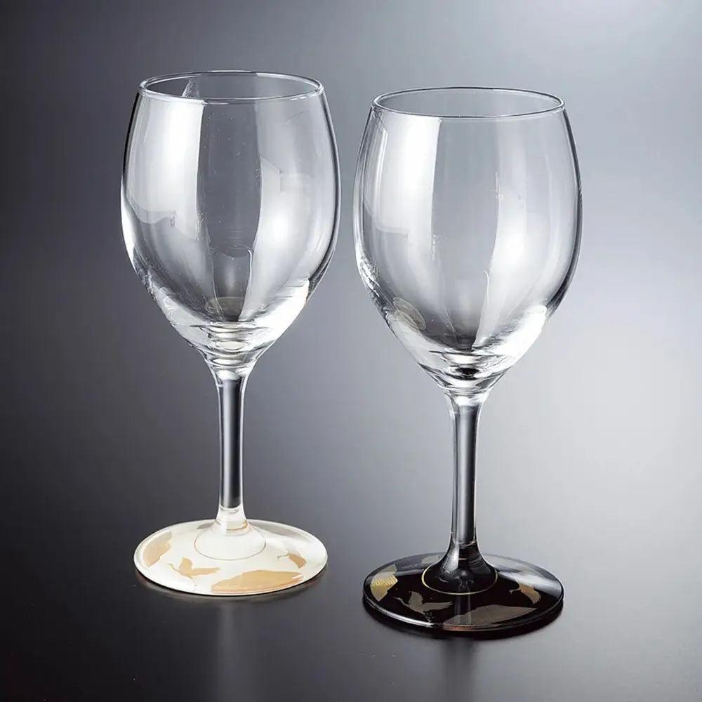 みよし漆器本舗 紀州塗り ぬりもん de Verre ワイングラス 蒔絵 万葉鶴 単品 黒 300ml
