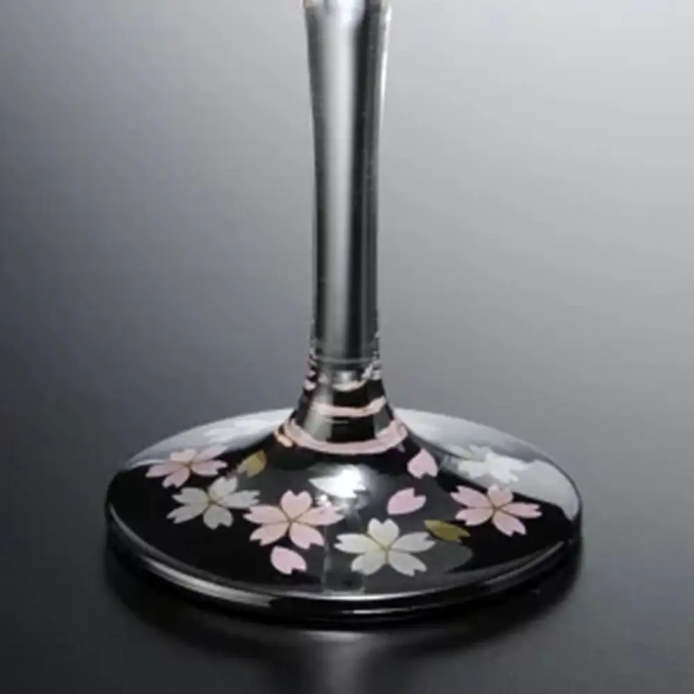 みよし漆器本舗 紀州塗り ぬりもん de Verre トールシャンパン 蒔絵 桜 黒 185ml
