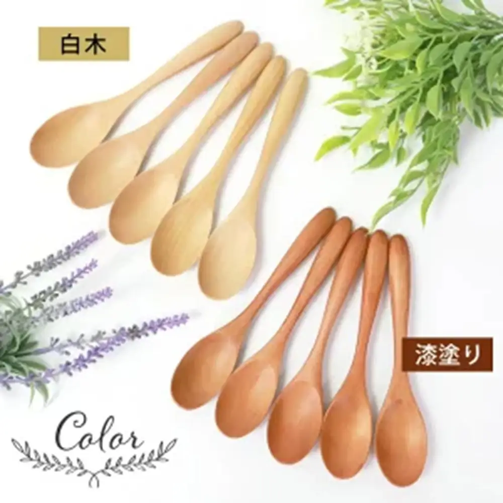 みよし漆器本舗 マルチスプーン 食洗機対応 17cm 5本セット 木製 紀州PROコート 白木