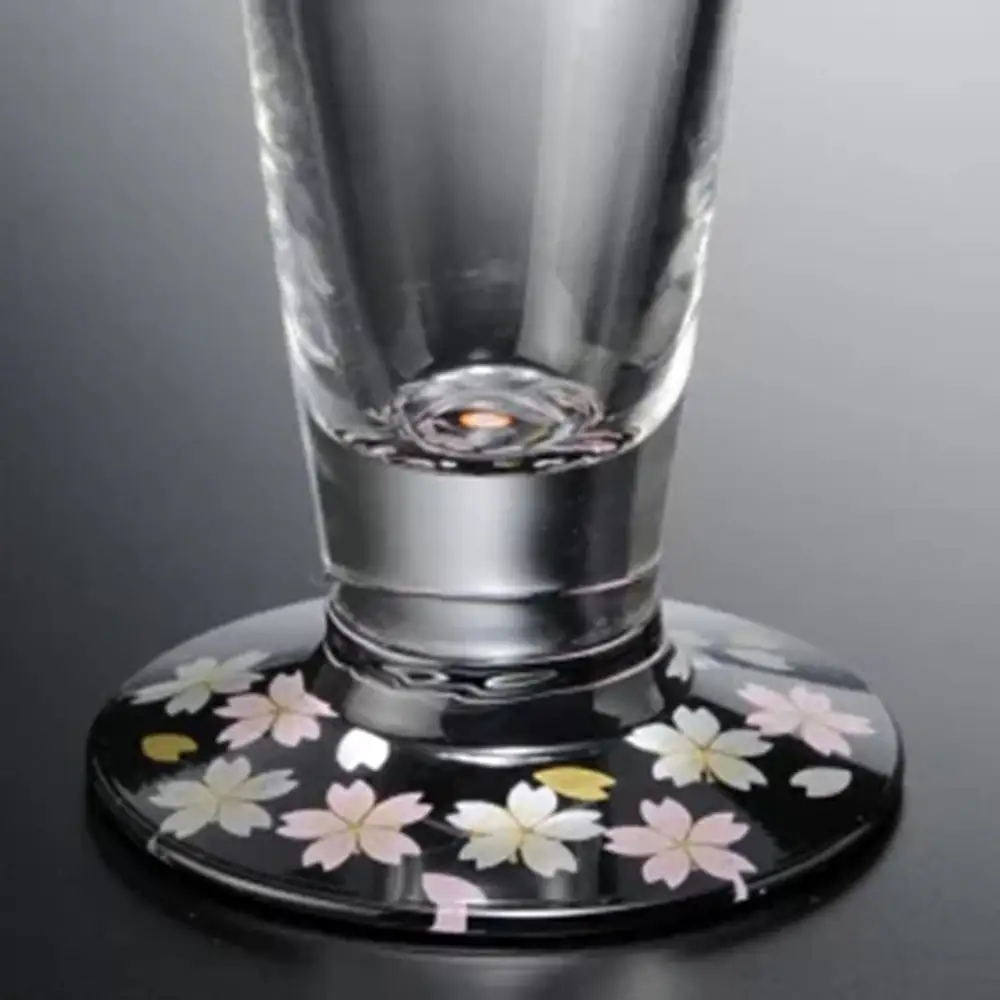 みよし漆器本舗 紀州塗りビールグラス ぬりもん de Verre 蒔絵 桜 黒 285ml