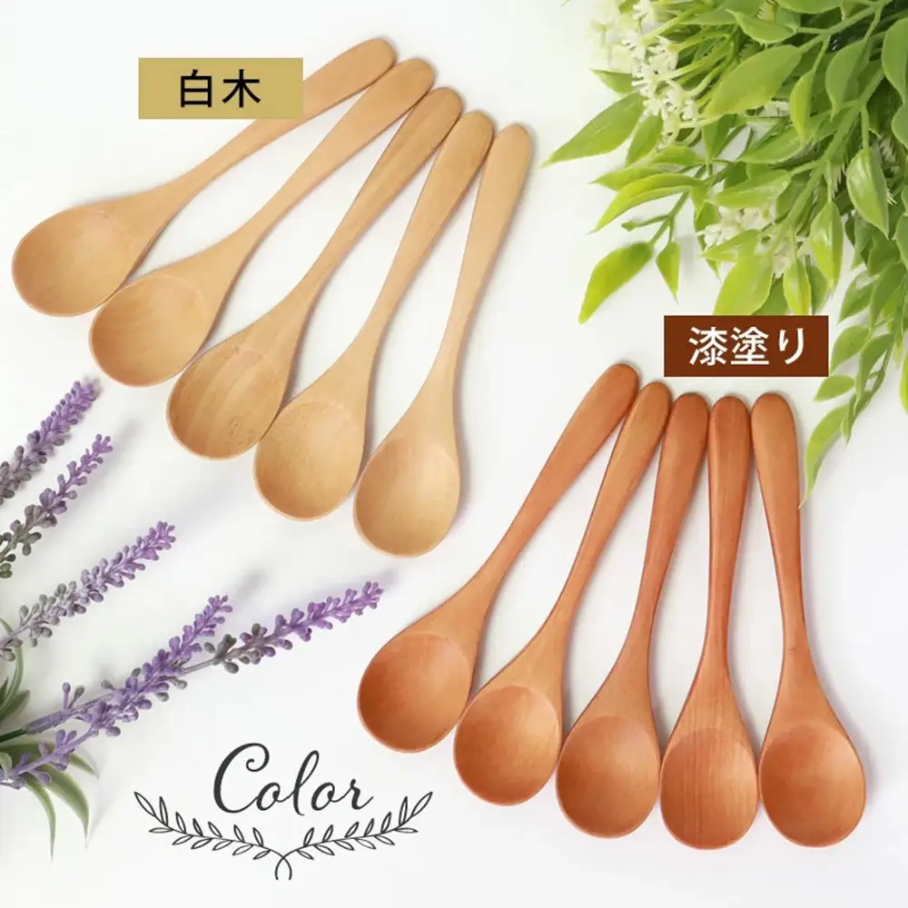 みよし漆器本舗 ティースプーン 食洗機対応 12.7cm 5本セット 木製 北欧風 カトラリー 紀州PROコート 漆塗り