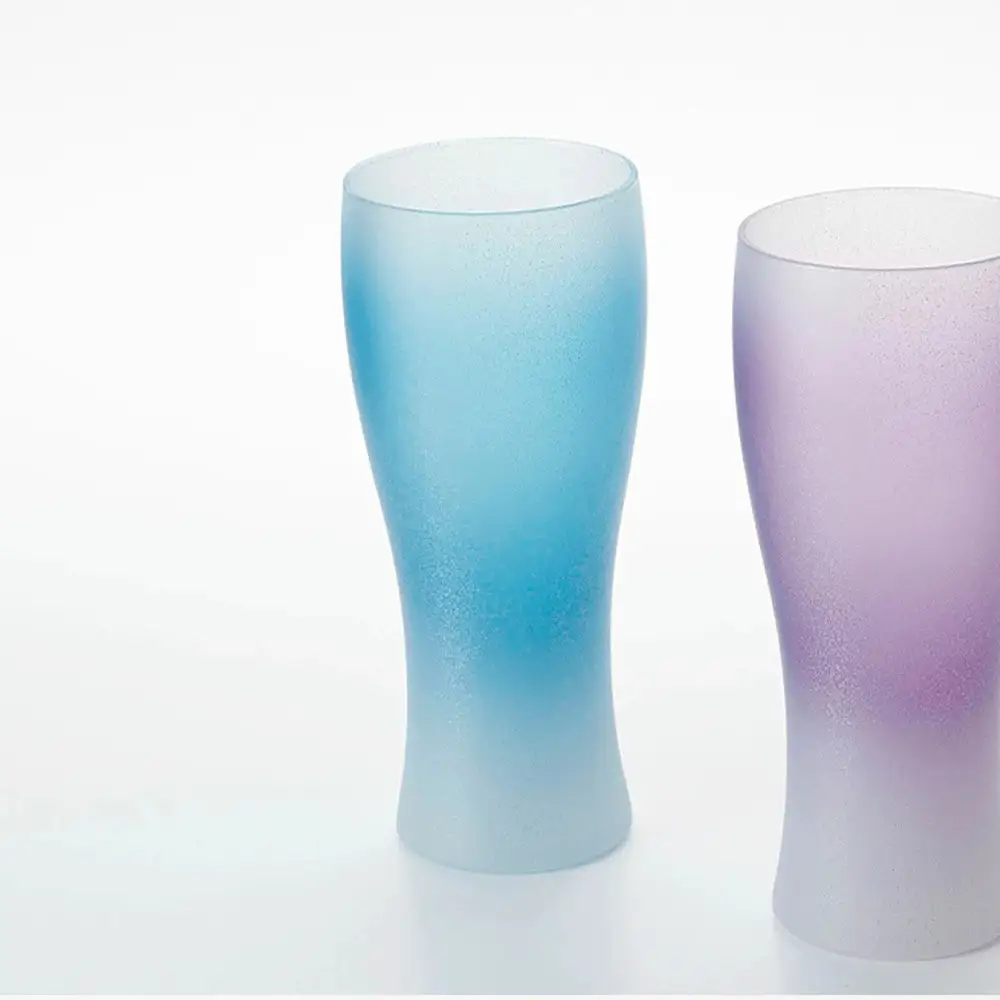 みよし漆器本舗 紀州塗り ぬりもん de Verre ビアグラス クールグラデーション ペアセット ブルー パープル 335ml