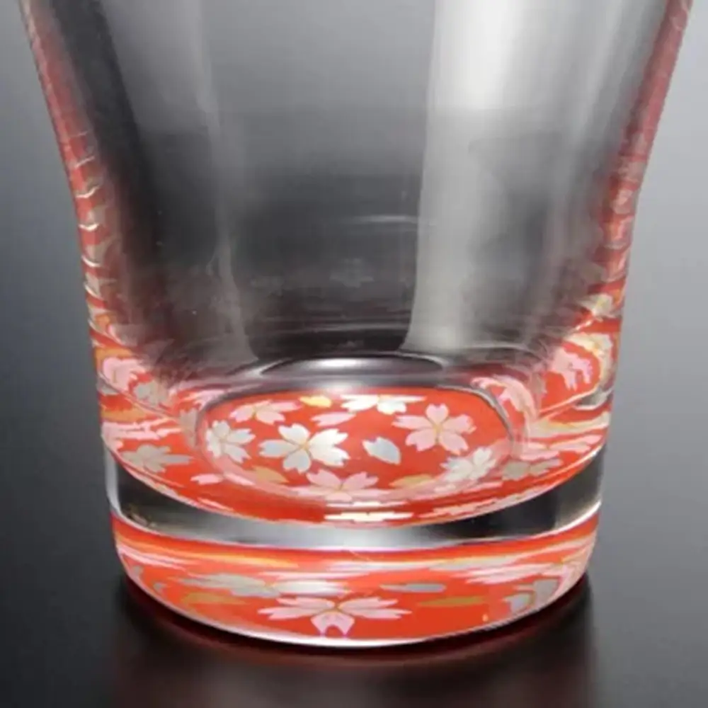 みよし漆器本舗  紀州塗り ぬりもん de Verre フリーグラス 蒔絵 桜 赤 210ml