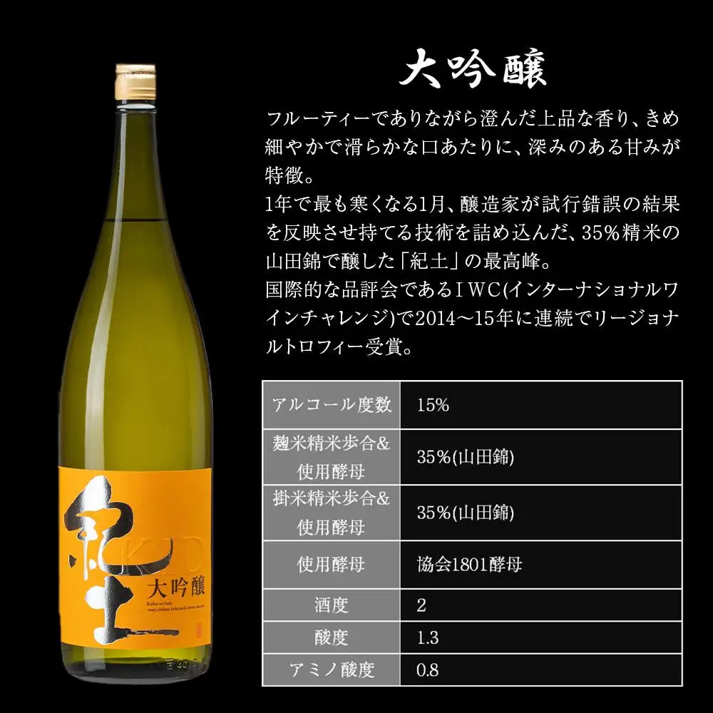紀土 大吟醸 1.8Ｌ ［Hw4］］日本酒 にほんしゅ