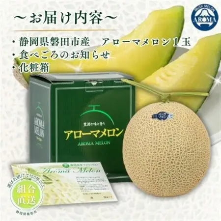 【組合直送】アローマメロン1玉(約1.3kg)～静岡が誇る高級マスクメロン～【1660352】
