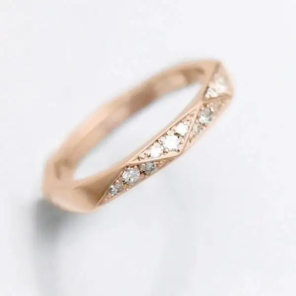 結婚指輪 K18PG ピンクゴールド ダイヤモンド 0.27ct ミラーカット 三角 レディースリング 18金 18k ダイヤリング 【295-k18pg】 ALPAZ163