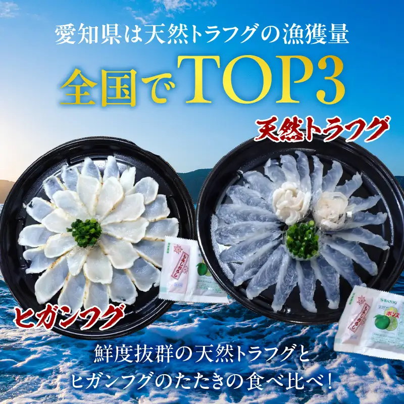 三河産天然トラフグ刺身とヒガンフグたたきの食べ比べセット・U047-23