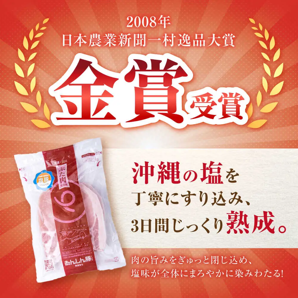 【3回定期便】塩豚ロース 計900g 藤井ファーム[AWAF054]