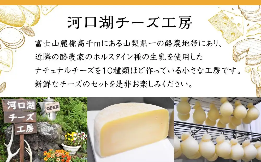 【河口湖チーズ工房】河口湖セット（フレッシュ・ゴーダ・カチョカバロ・ストリング（プレーン）ストリング（スモーク））