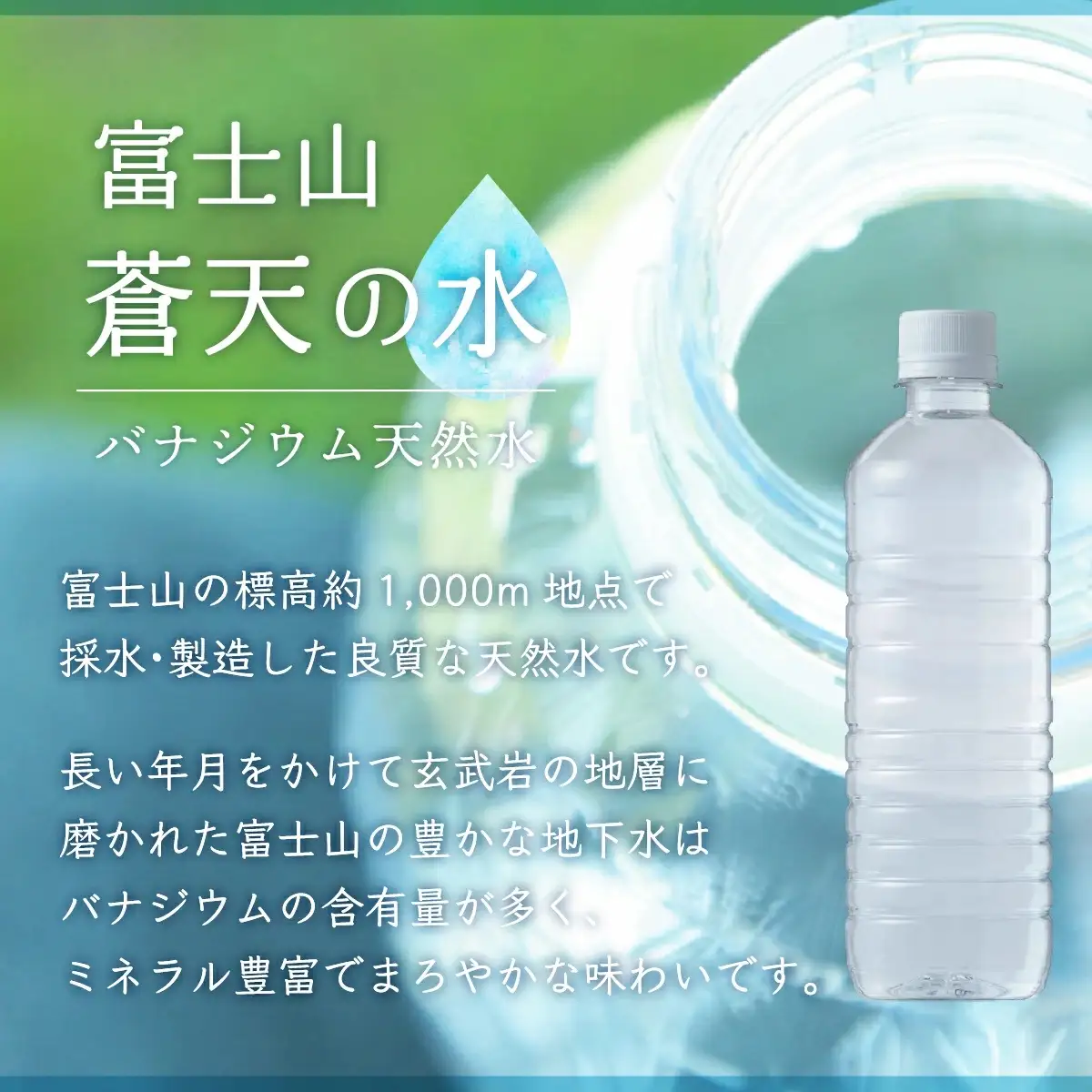 【12カ月定期便】＜ラベルレス＞富士山蒼天の水 500ml×96本（４ケース）YC005 | ミネラルウォーター 国産 人気 水 蒼天 蒼天の水 山中湖村 山中湖 富士山 バナジウム ミネラルウォーター 国産 人気 水 蒼天 蒼天の水 山中湖村 山中湖 富士山 バナジウム 