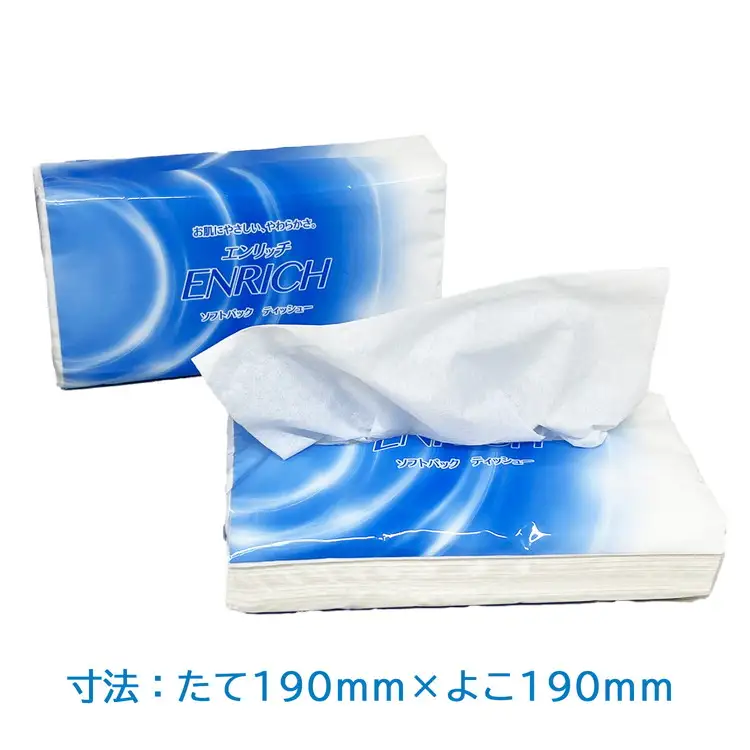 【最短5日発送】ENRICH エンリッチ ソフトパック ティッシュ 300枚（150組）10パック×12個入り 計120個【日本製】| 日用品 消耗品 まとめ買い 常備品 生活用品 ティッシュペーパー