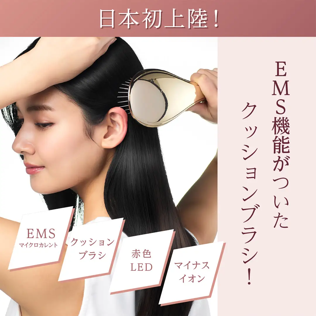 WAVEWAVE EMS Brush Air クッションブラシ ピンクゴールド クッションブラシ EMS 赤色LED