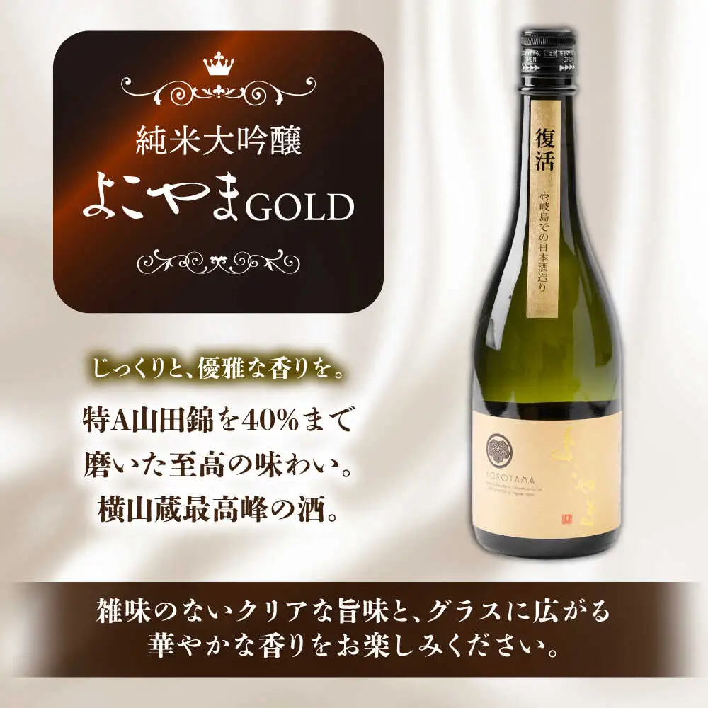【全2回定期便】よこやま 純米大吟醸 GOLD（1回火入）・よこやま 純米大吟醸 Princess Michiko（1回火入）各720ml（15度）《壱岐市》【ヤマグチ/重家酒造】[JCG147] お酒 日本酒