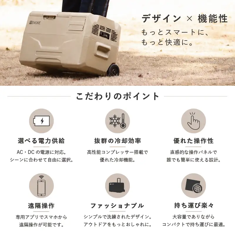 ポータブル冷蔵庫 30L オクスフォードタン [EVOKE／イヴォーグ公式] GLAZE30 [0537]