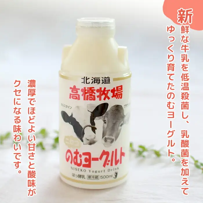 【定期便：全6回】ニセコ高橋牧場ミルク工房 のむヨーグルト（大）６本Dセット【03120】