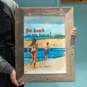 水彩画 Be back in an hour かとうくみ 原画 水彩画【フレーム付き】